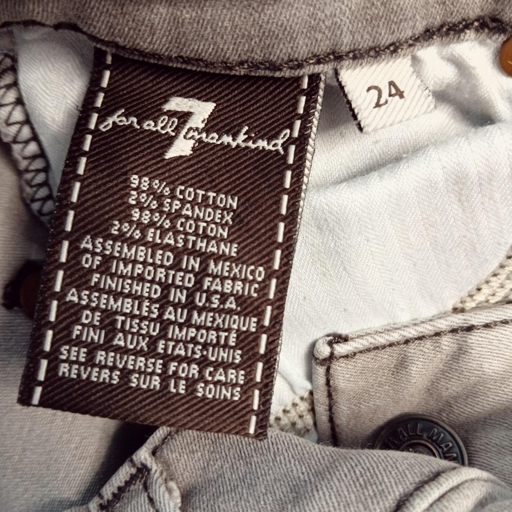 7 For All Mankind Jeans Womens 24 Gray The‎ Skinny Stretch Denim Five Pocket - Picture 10 of 11